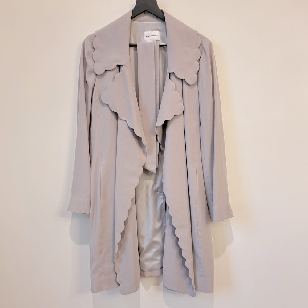 Club Monaco Scalloped Edge Light Gray Coat